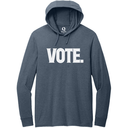 "Vote." Quorum Tri-Blend Hoodie Tee editorial print in Rebel Blue