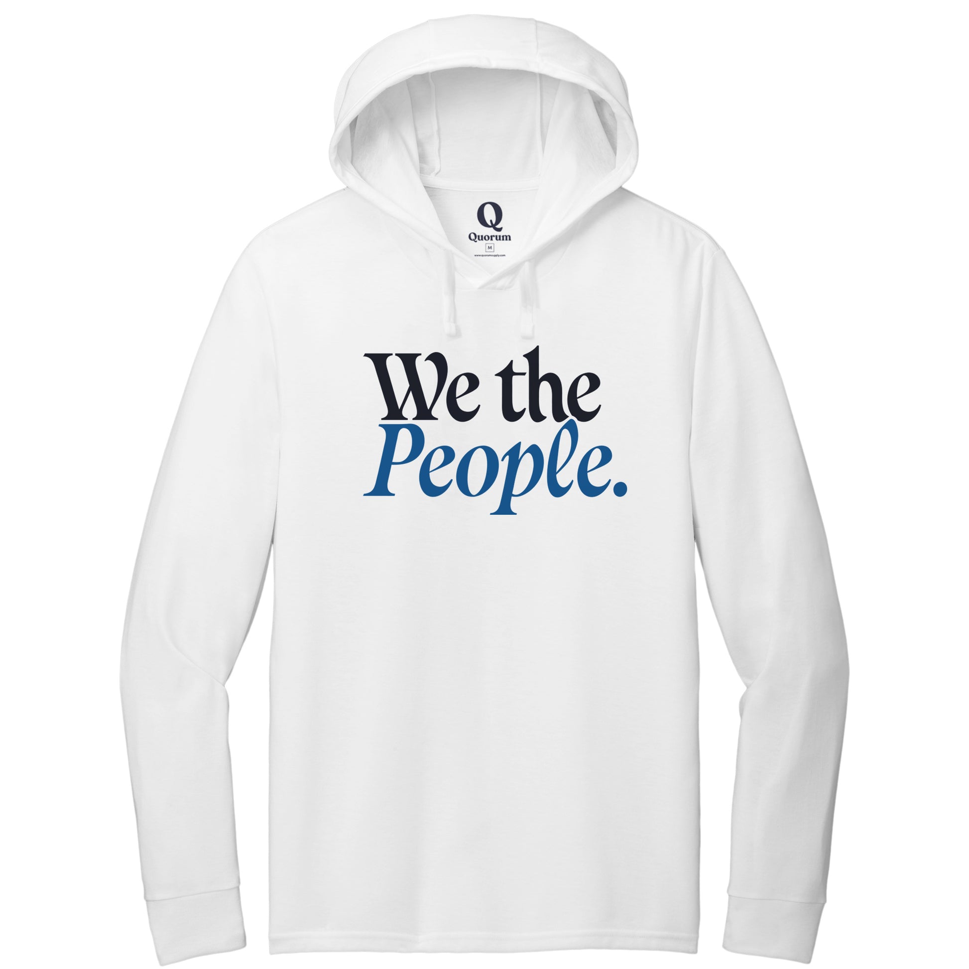 "We the People." Quorum Tri-Blend Hoodie Tee front print in Bright White