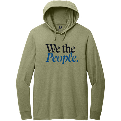 "We the People." Quorum Tri-Blend Hoodie Tee front print in Olive You Green