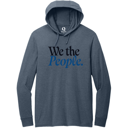 "We the People." Quorum Tri-Blend Hoodie Tee front print in Rebel Blue