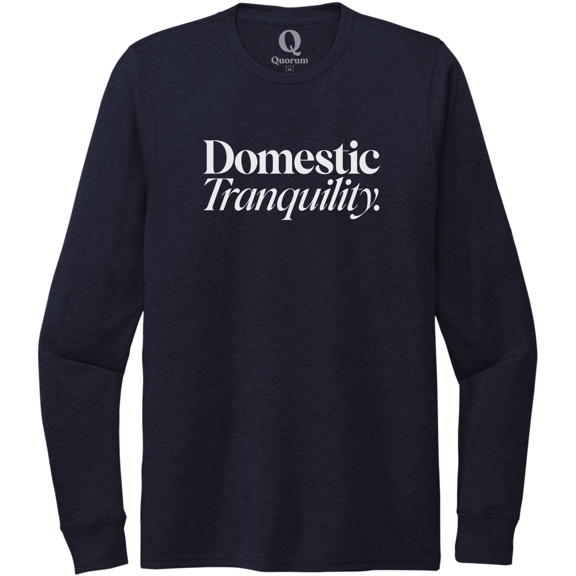 "Domestic Tranquility." Quorum Unisex Tri-Blend Long Sleeve editorial print in Night Sky Navy