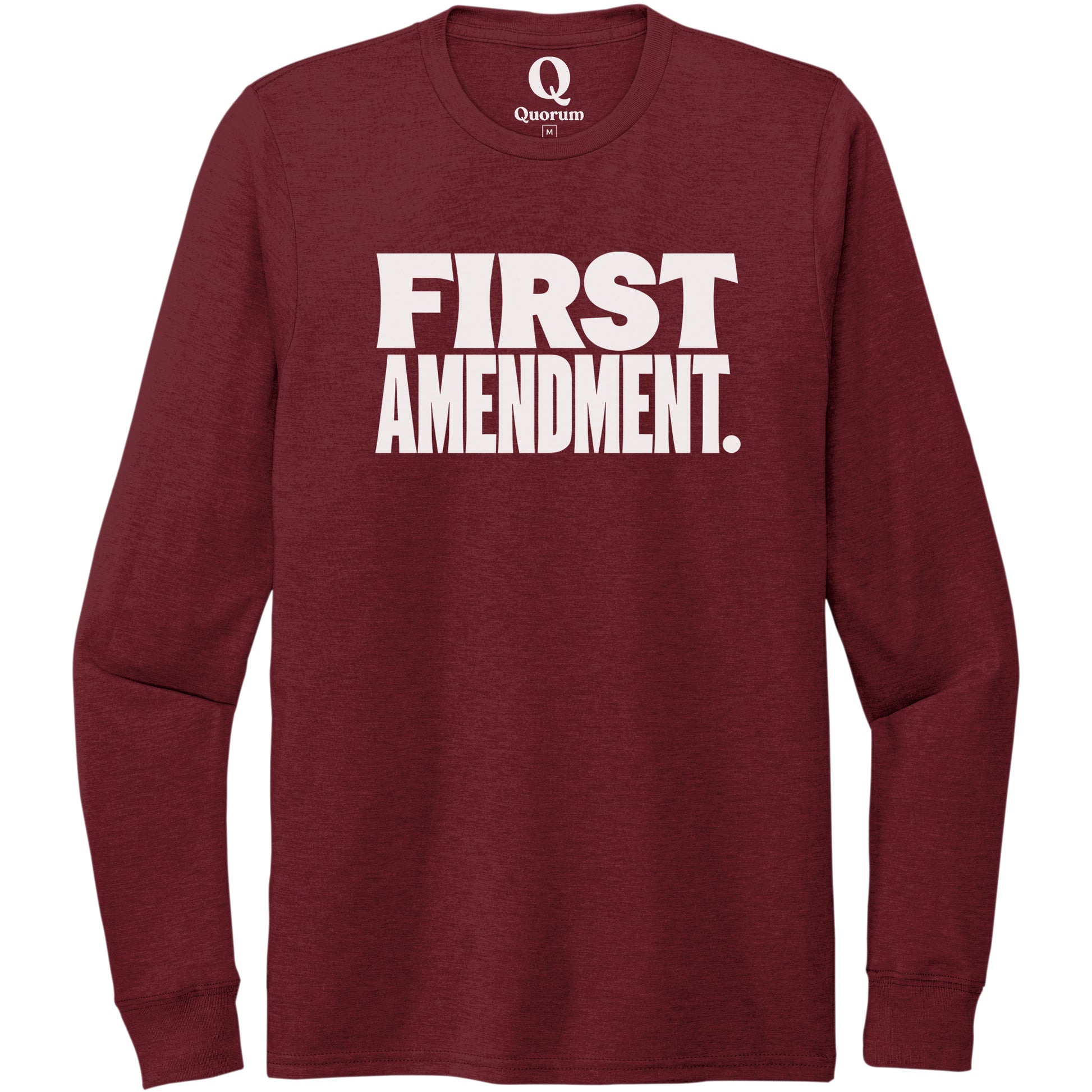 "First Amendment." Quorum Unisex Tri-Blend Long Sleeve editorial print in Vino Red
