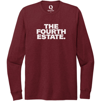"The Fourth Estate." Quorum Unisex Tri-Blend Long Sleeve editorial print in Vino Red