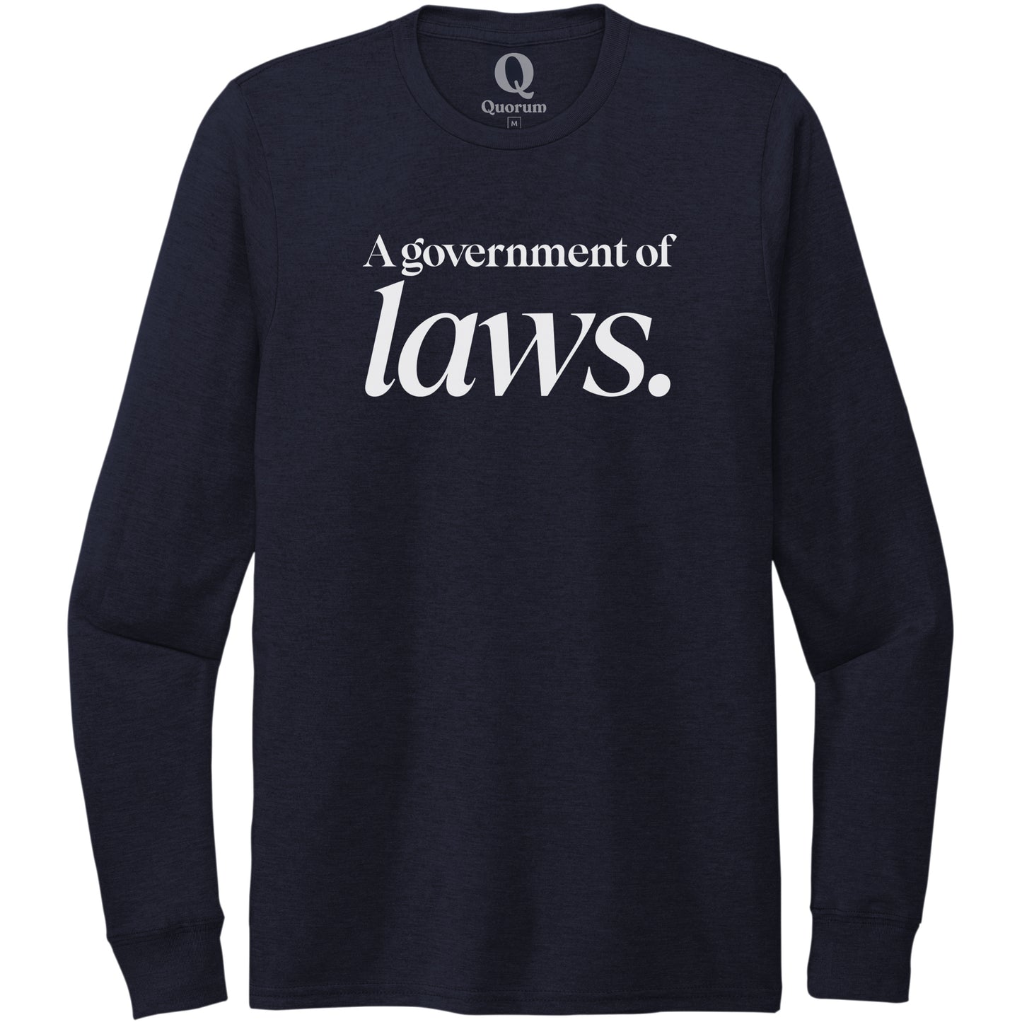 "A government of laws." Quorum Unisex Tri-Blend Long Sleeve editorial print in Night Sky Navy