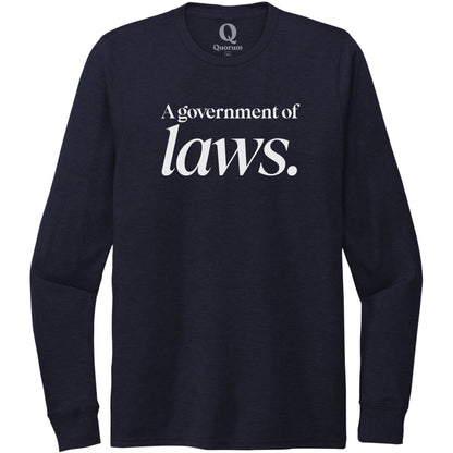 "A government of laws." Quorum Unisex Tri-Blend Long Sleeve editorial print in Night Sky Navy
