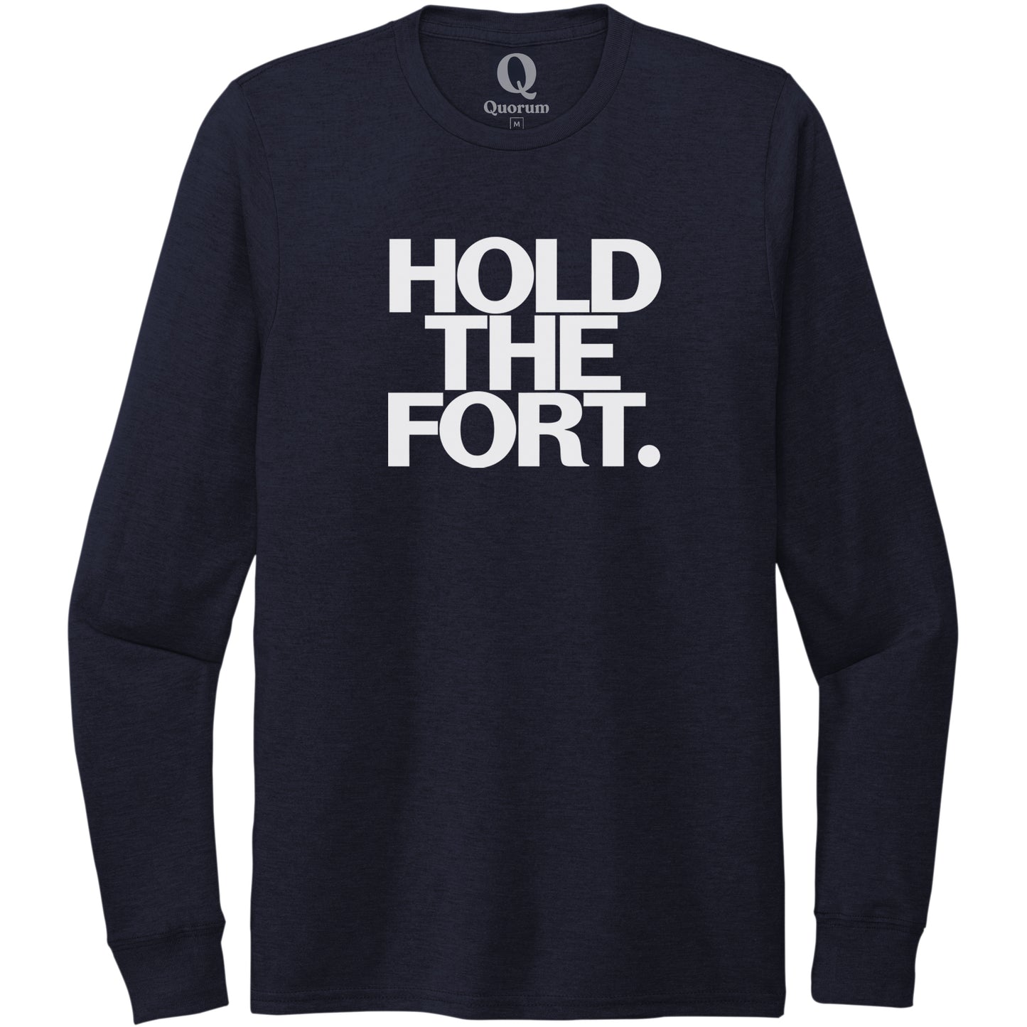 "Hold the Fort." Quorum Unisex Tri-Blend Long Sleeve editorial print in Night Sky Navy