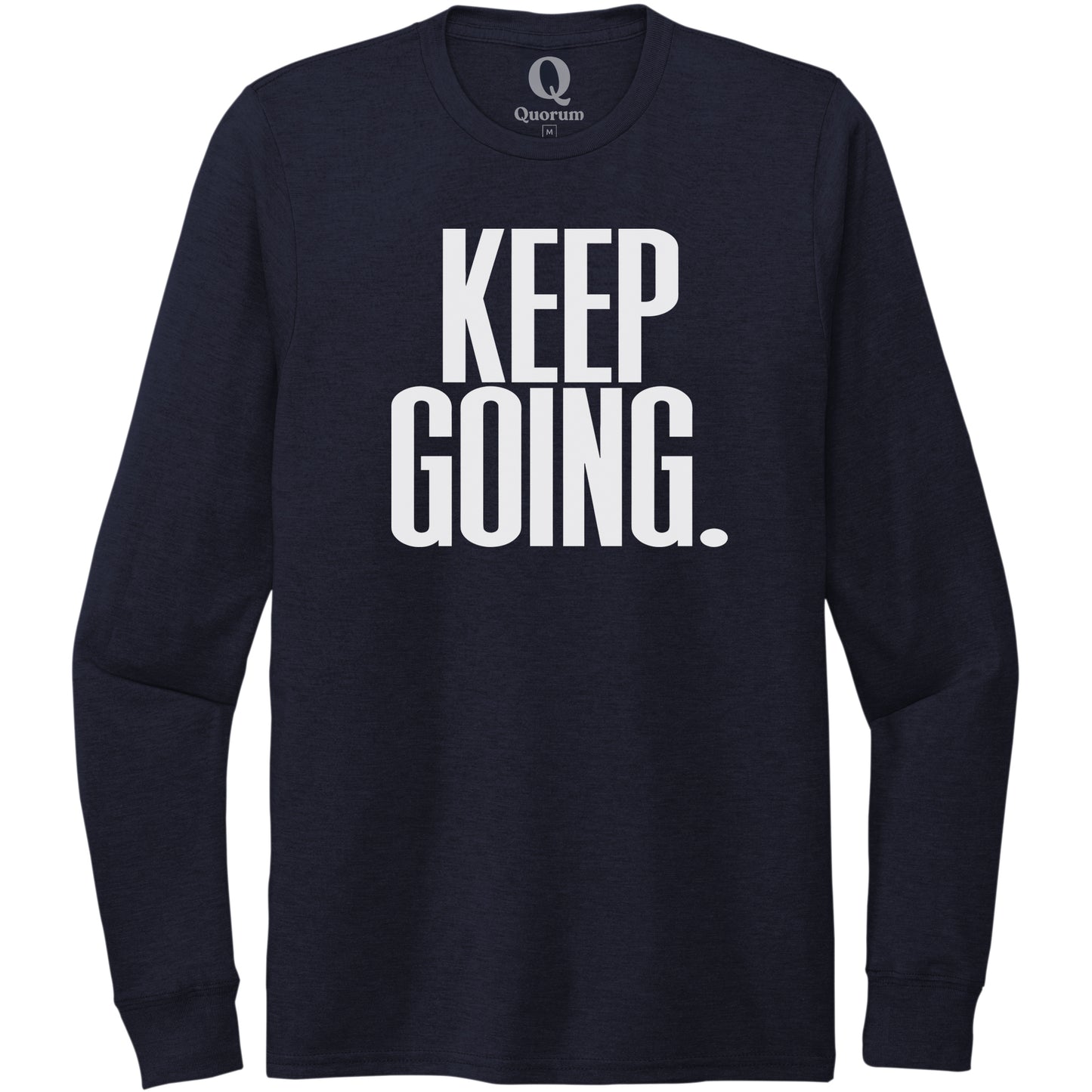 "Keep Going." Quorum Unisex Tri-Blend Long Sleeve editorial print in Night Sky Navy
