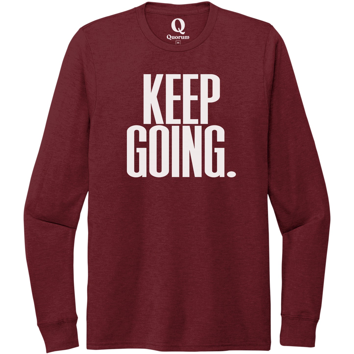 "Keep Going." Quorum Unisex Tri-Blend Long Sleeve editorial print in Vino Red