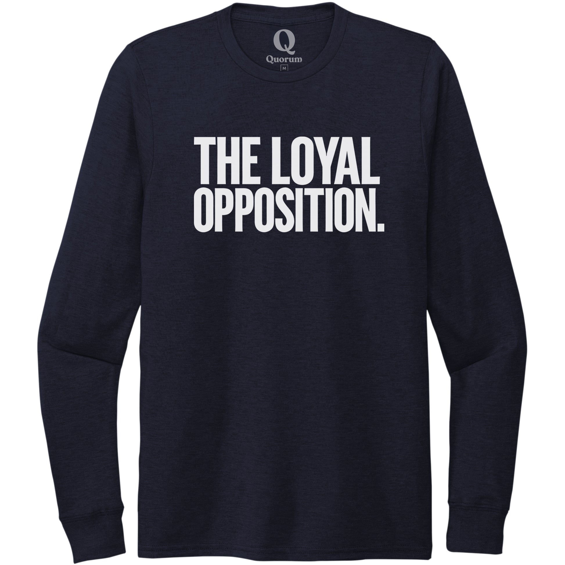 "The Loyal Opposition." Quorum Unisex Tri-Blend Long Sleeve editorial print in Night Sky Navy