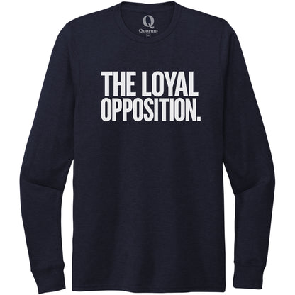"The Loyal Opposition." Quorum Unisex Tri-Blend Long Sleeve editorial print in Night Sky Navy