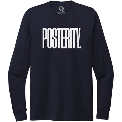 "Posterity." Quorum Unisex Tri-Blend Long Sleeve editorial print in Night Sky Navy