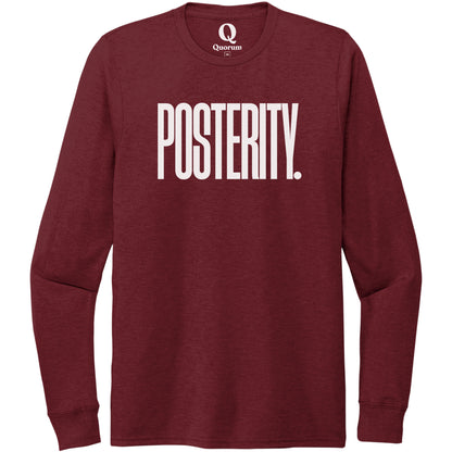 "Posterity." Quorum Unisex Tri-Blend Long Sleeve editorial print in Vino Red