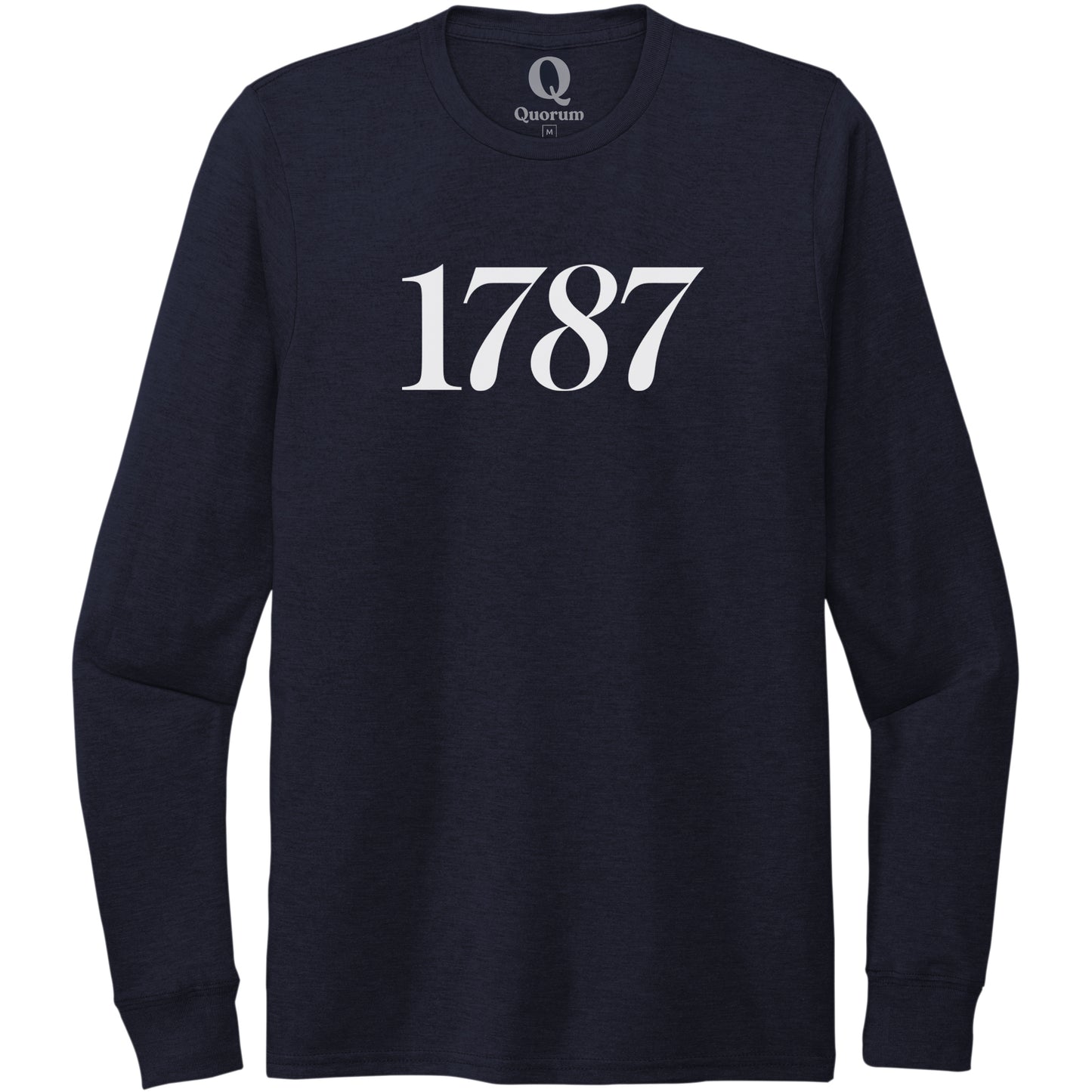 "1787." Quorum Unisex Tri-Blend Long Sleeve editorial print in Night Sky Navy