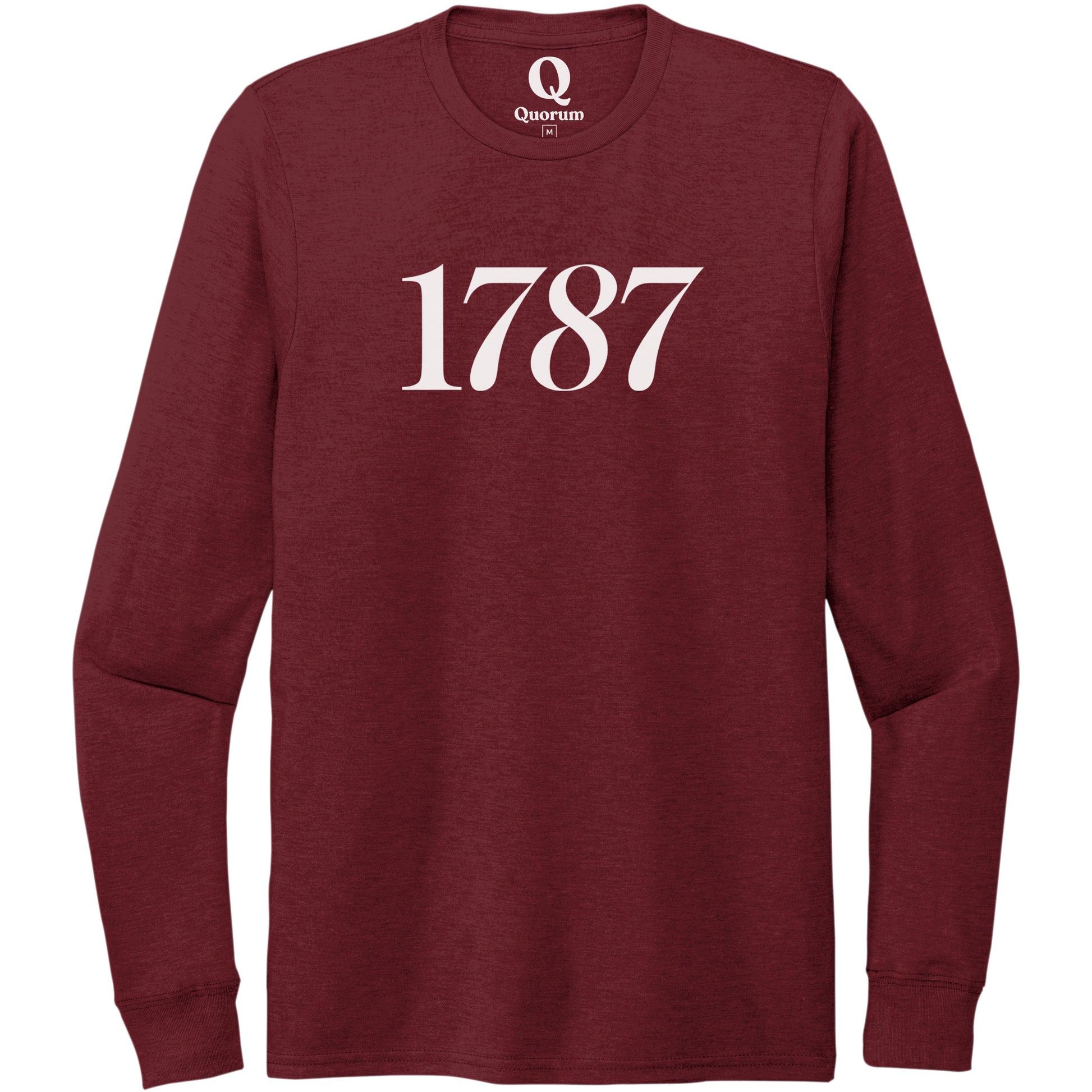 "1787." Quorum Unisex Tri-Blend Long Sleeve editorial print in Vino Red