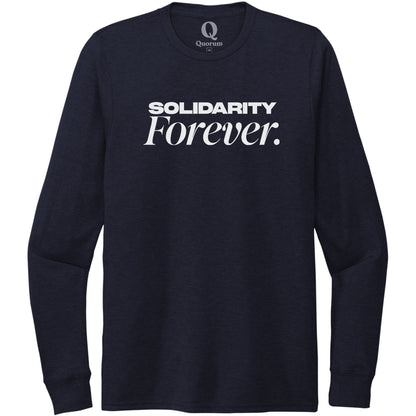 "Solidarity Forever." Quorum Unisex Tri-Blend Long Sleeve editorial print in Night Sky Navy