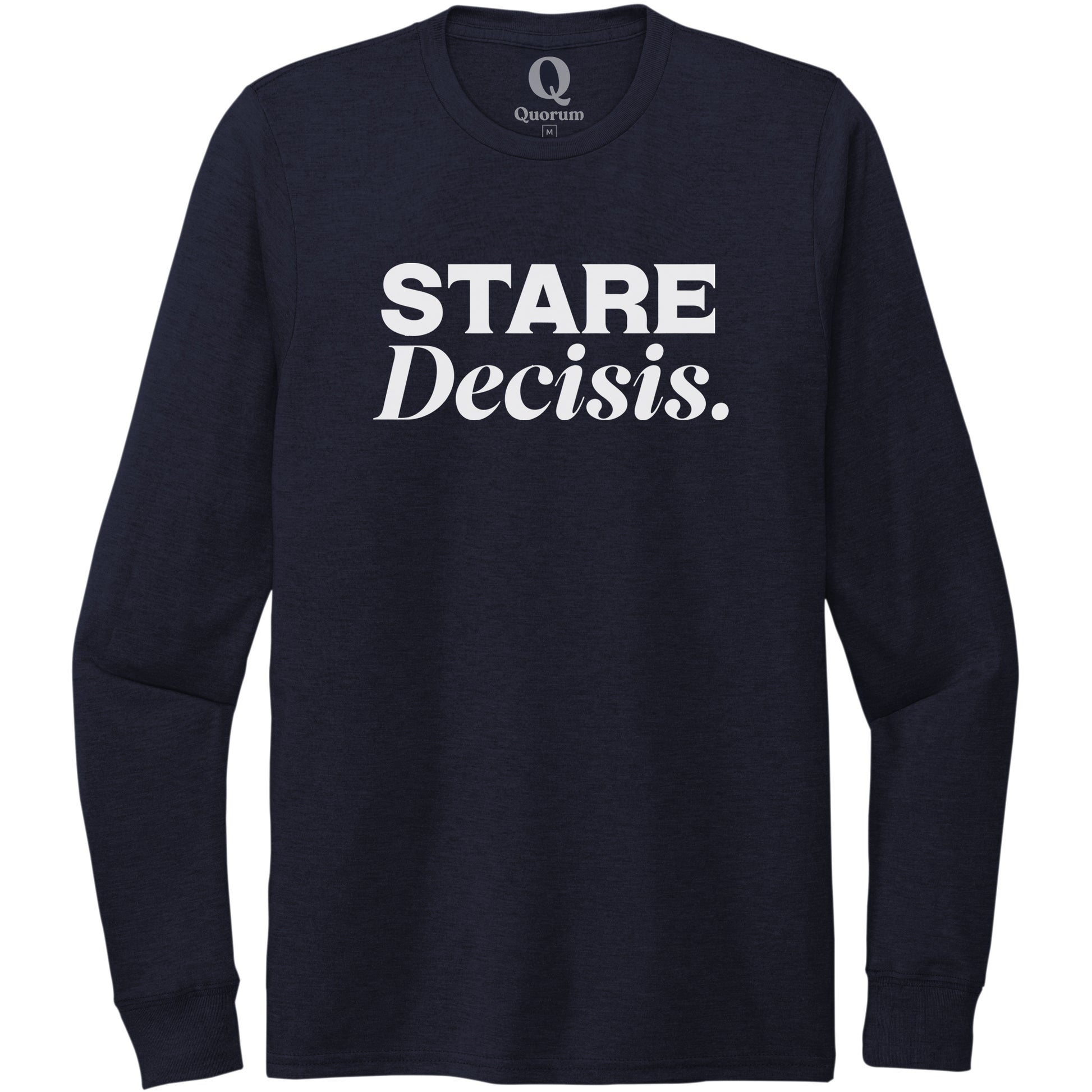 "Stare Decisis." Quorum Unisex Tri-Blend Long Sleeve editorial print in Night Sky Navy