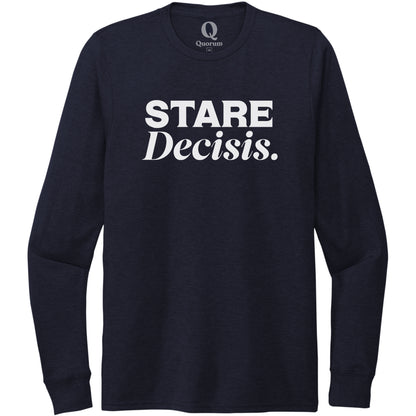 "Stare Decisis." Quorum Unisex Tri-Blend Long Sleeve editorial print in Night Sky Navy