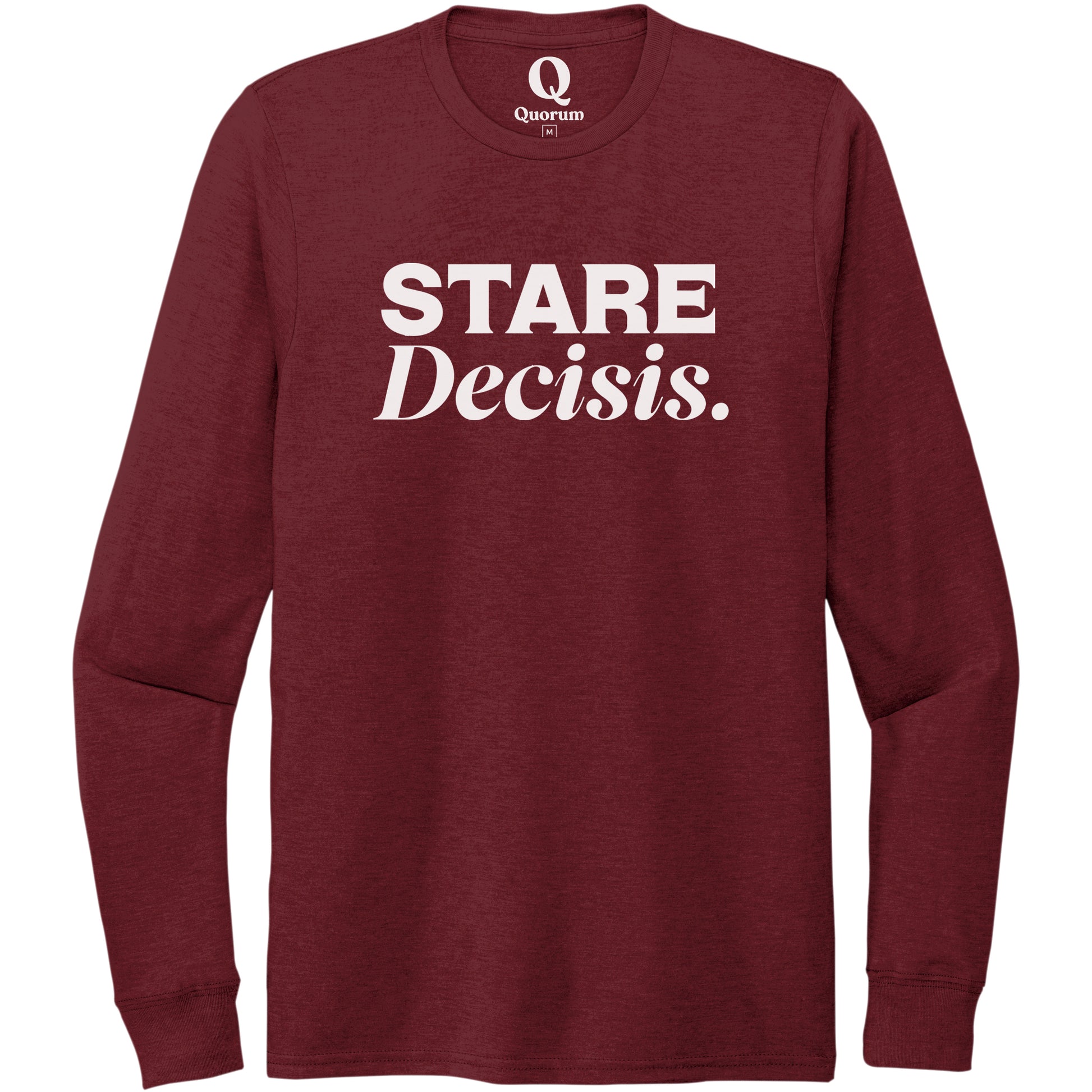 "Stare Decisis." Quorum Unisex Tri-Blend Long Sleeve editorial print in Vino Red