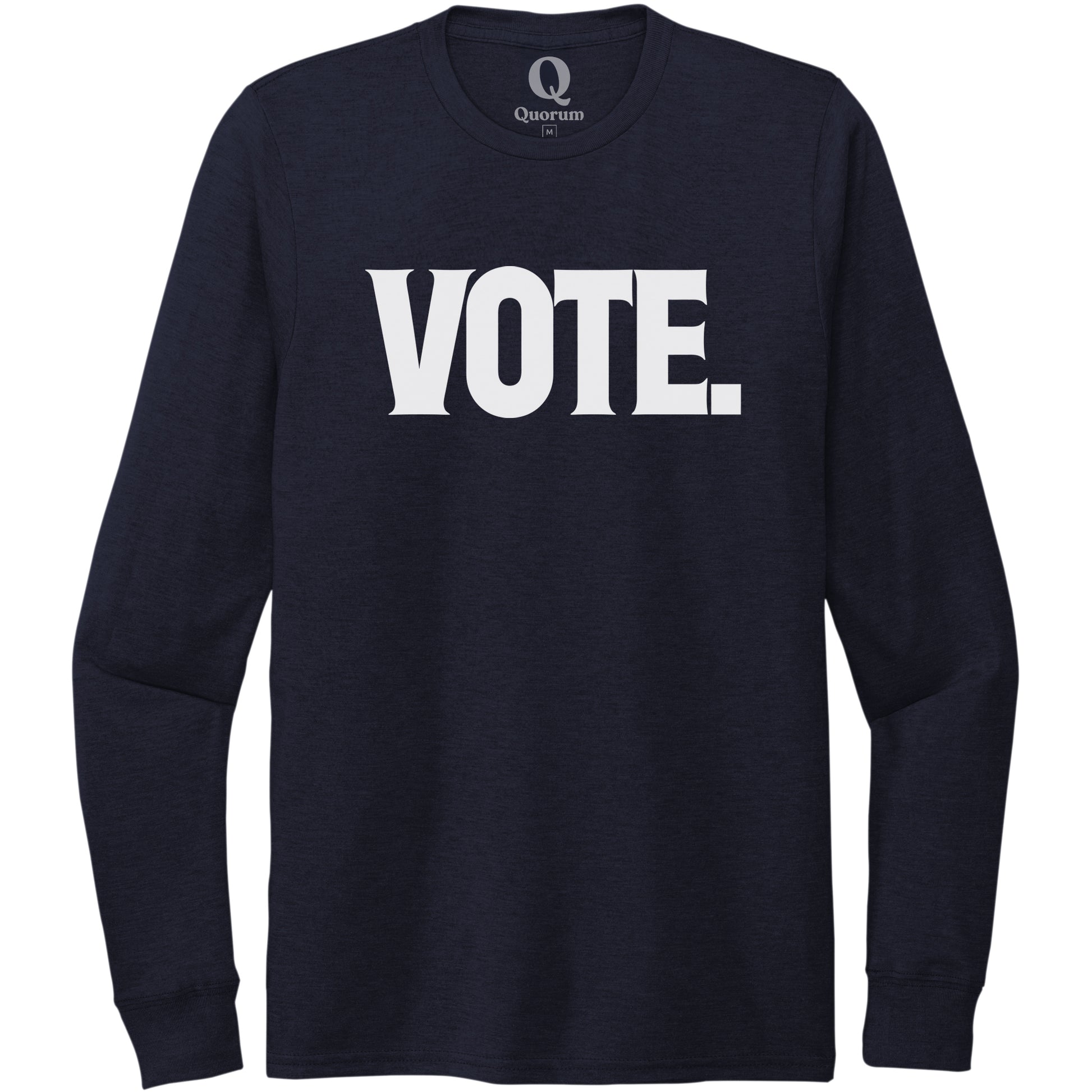 "Vote." Quorum Unisex Tri-Blend Long Sleeve editorial print in Night Sky Navy