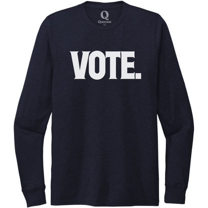"Vote." Quorum Unisex Tri-Blend Long Sleeve editorial print in Night Sky Navy