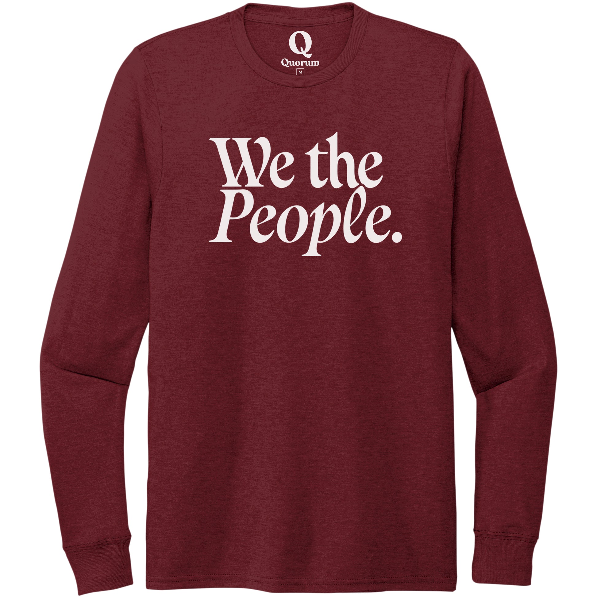 "We the People." Quorum Unisex Tri-Blend Long Sleeve editorial print in Vino Red