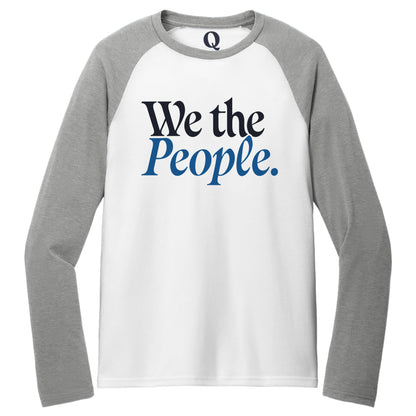 "We the People." Quorum Tri-Blend Colorblock Raglan front print in Aluminum Grey / Bright White