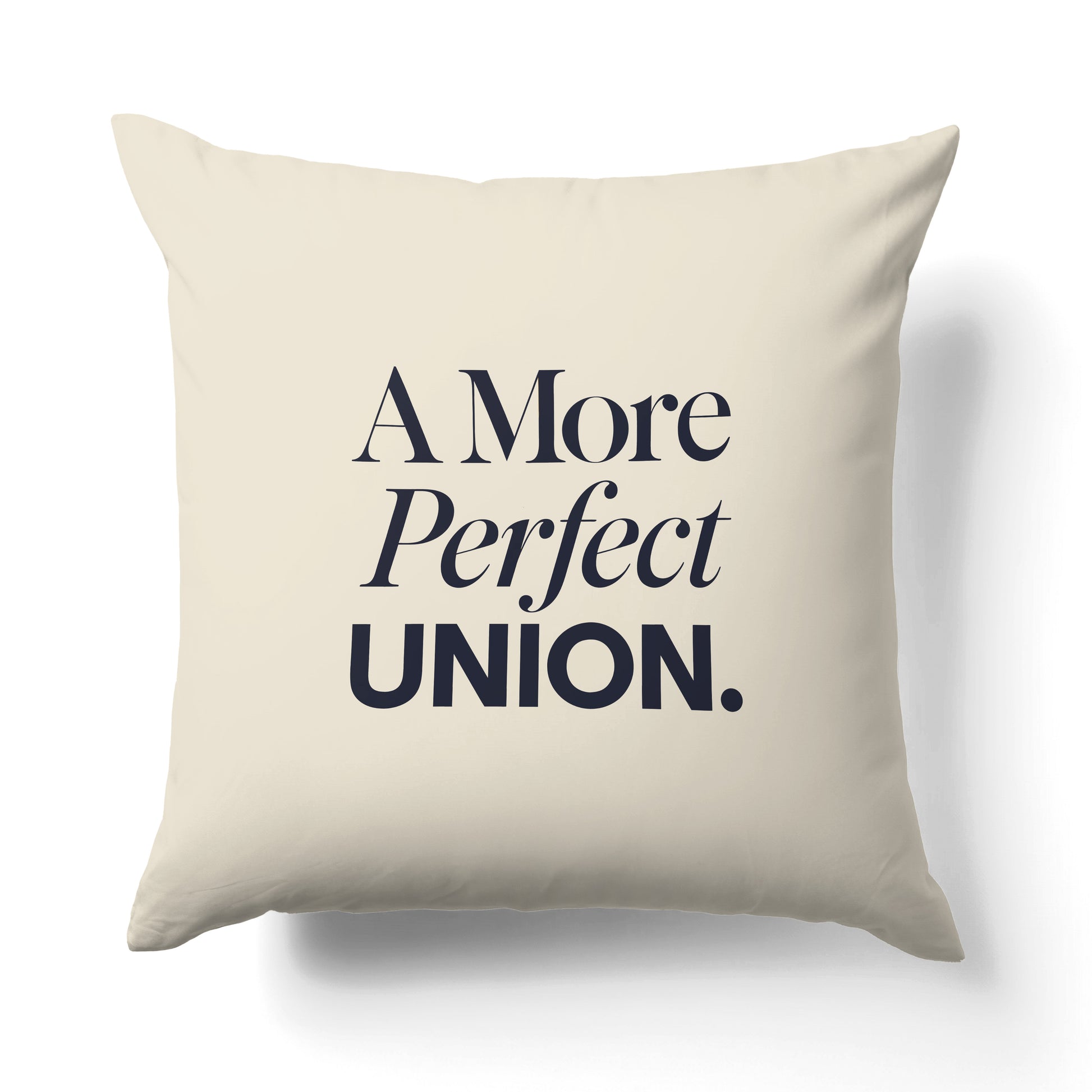 "A more perfect union." — Quorum Pillow on Capitol Blue canvas