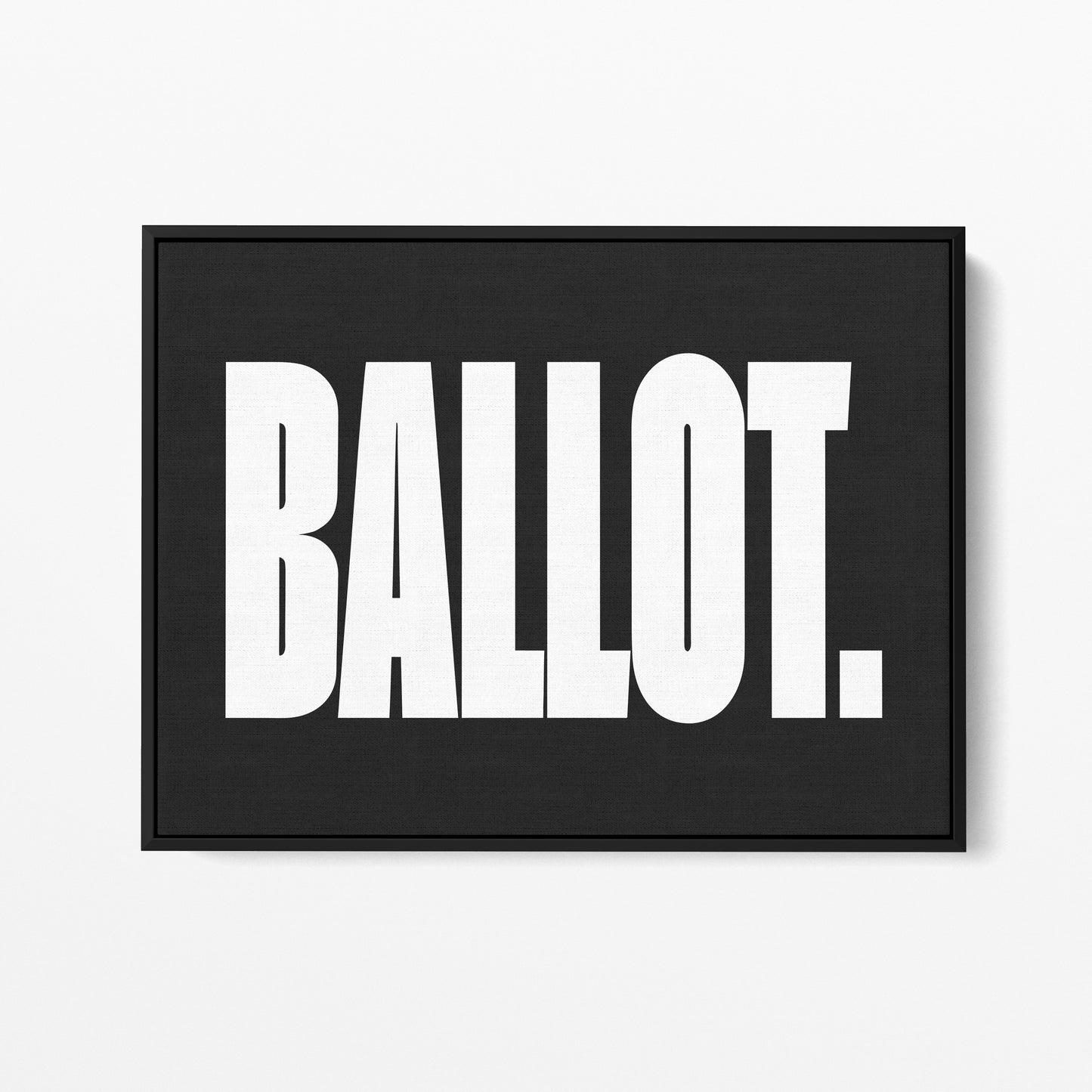 Ballot — Quorum framed gallery canvas in black hardwood floater frame, landscape orientation