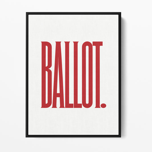 Ballot — Quorum framed gallery canvas in black hardwood floater frame, portrait orientation