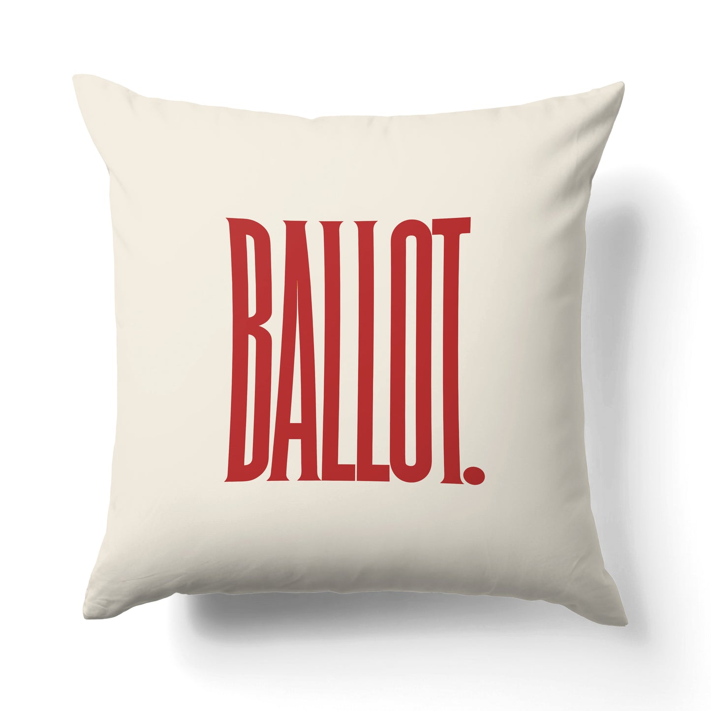 "Ballot." — Quorum Pillow on Penguin Red canvas