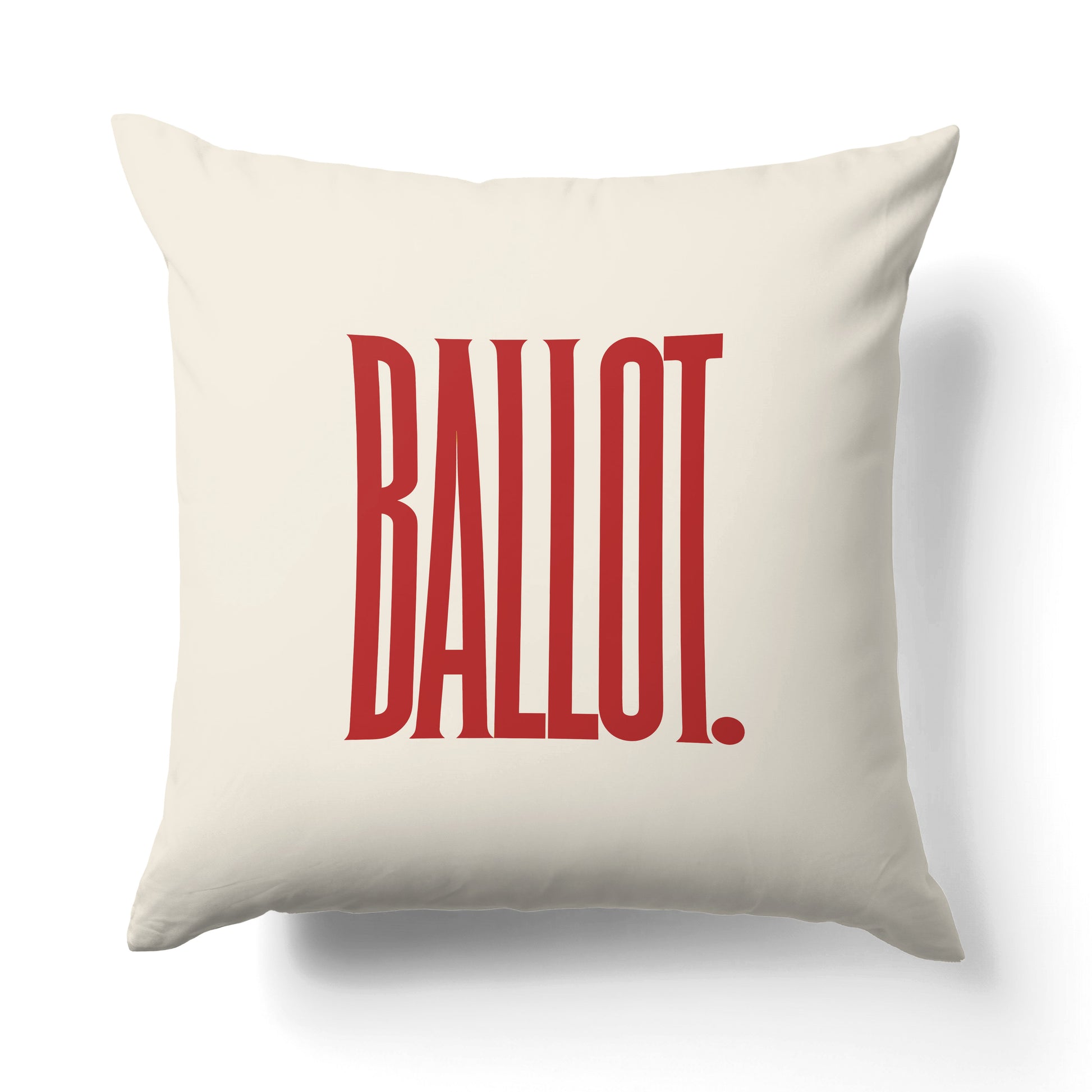 "Ballot." — Quorum Pillow on Penguin Red canvas