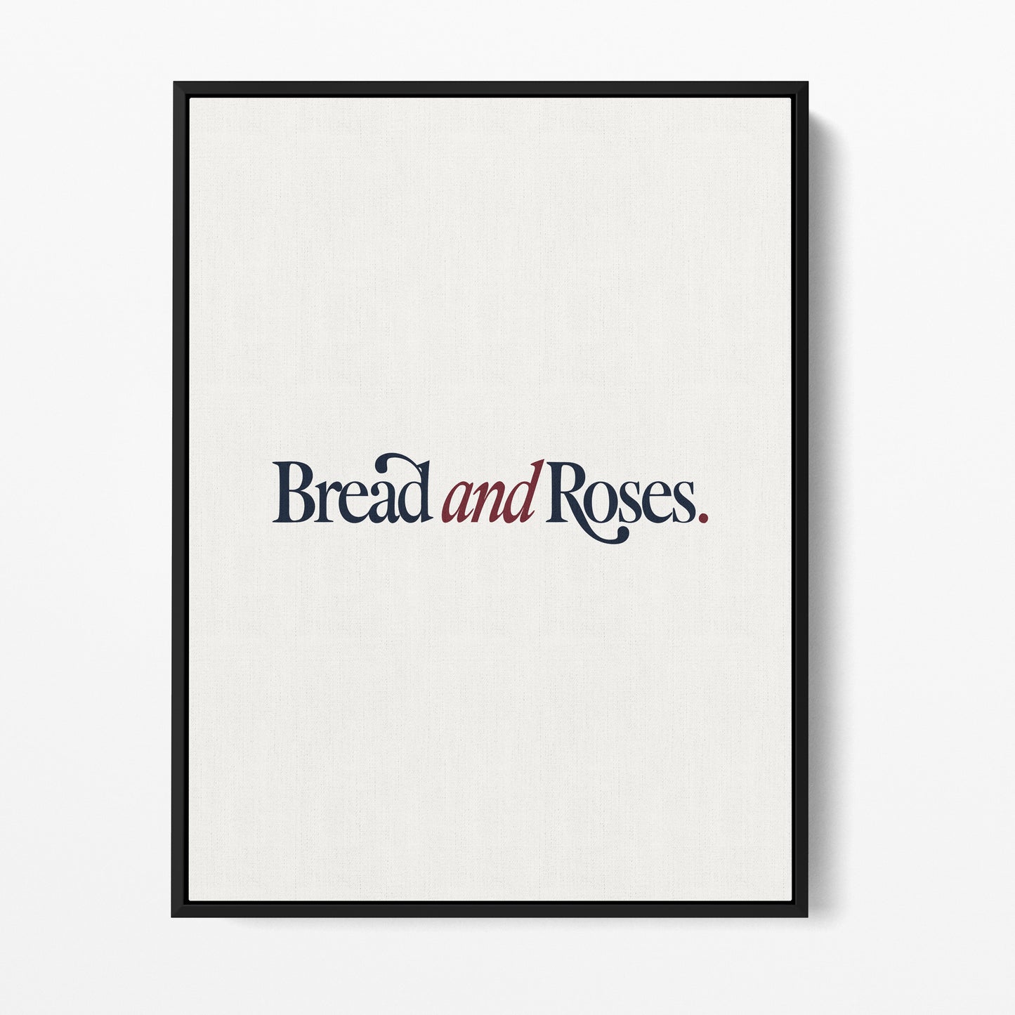 Bread and Roses — Quorum framed gallery canvas in black hardwood floater frame, portrait orientation