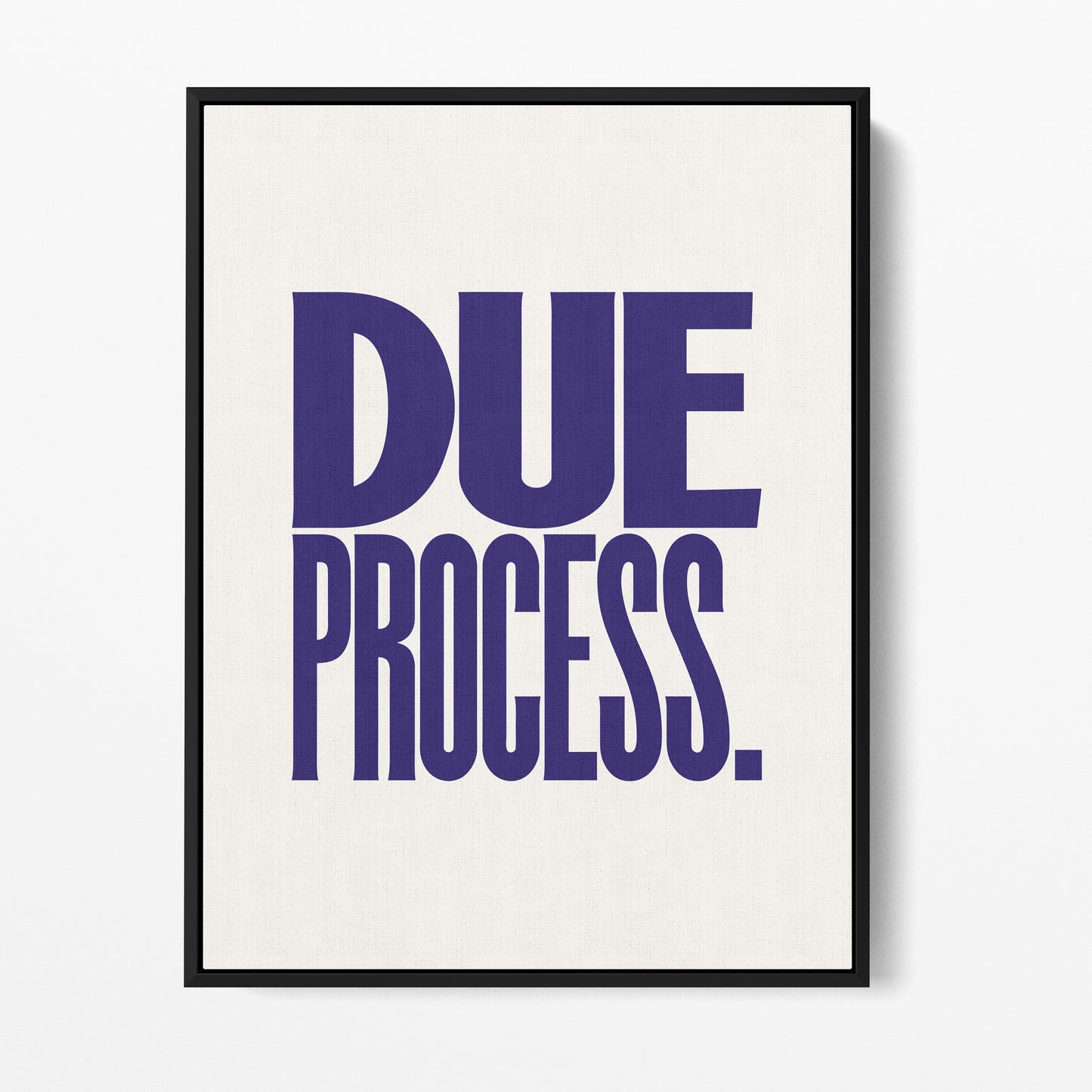 Due Process — Quorum framed gallery canvas in black hardwood floater frame, portrait orientation