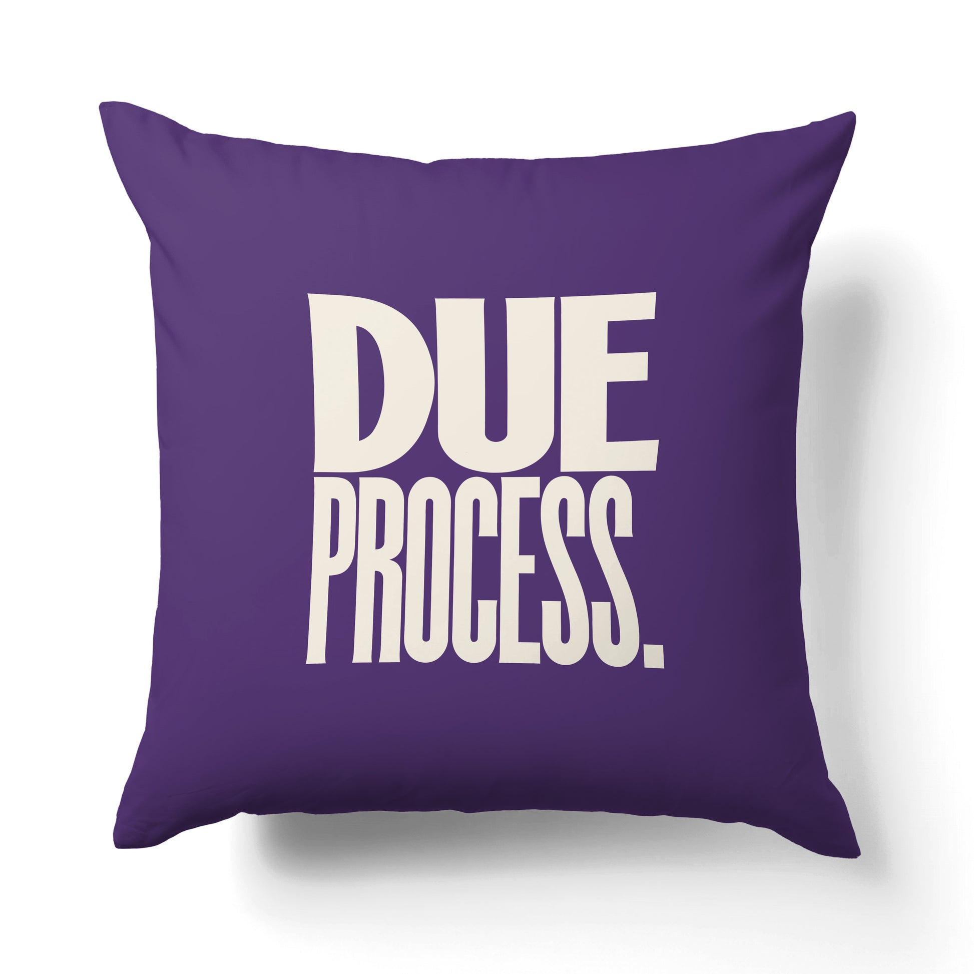 "Due process." — Quorum Pillow on Courts Purple canvas