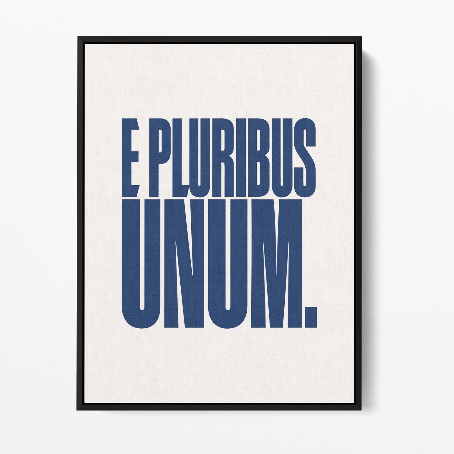 E Pluribus Unum — Quorum framed gallery canvas in black hardwood floater frame, portrait orientation