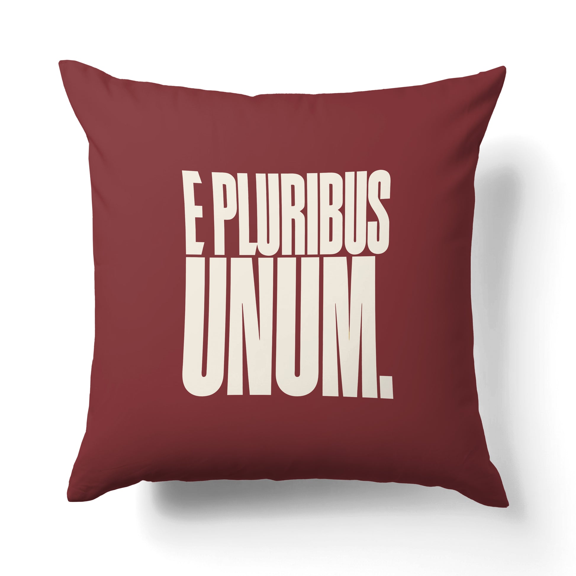 "E pluribus unum." — Quorum Pillow on Union Brick canvas