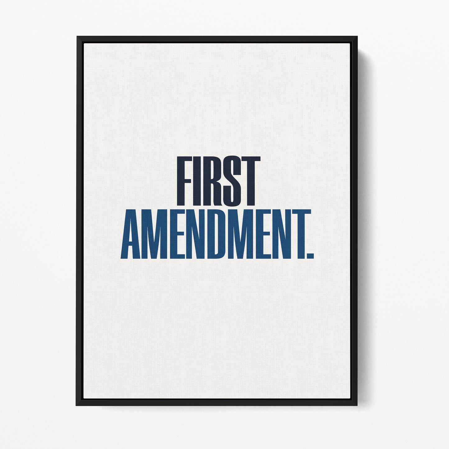 First Amendment — Quorum framed gallery canvas in black hardwood floater frame, portrait orientation