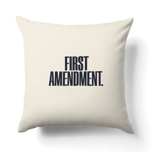 "First Amendment." — Quorum Pillow on Capitol Blue canvas
