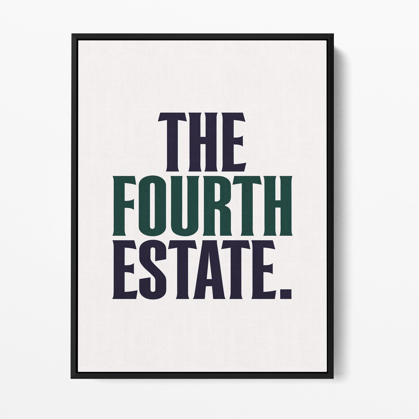 Fourth Estate — Quorum framed gallery canvas in black hardwood floater frame, portrait orientation