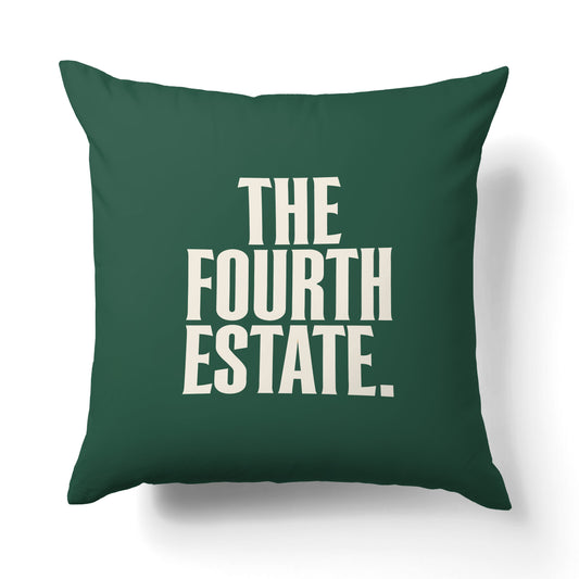 "The fourth estate." — Quorum Pillow on Press Green canvas