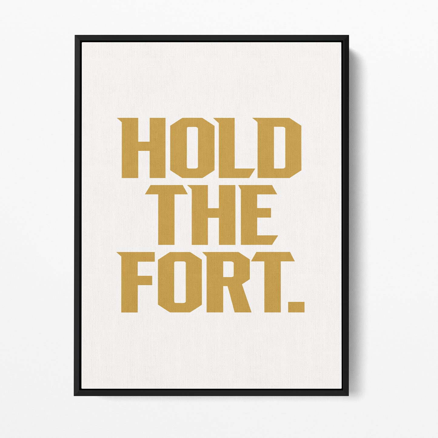 Hold the Fort — Quorum framed gallery canvas in black hardwood floater frame, portrait orientation
