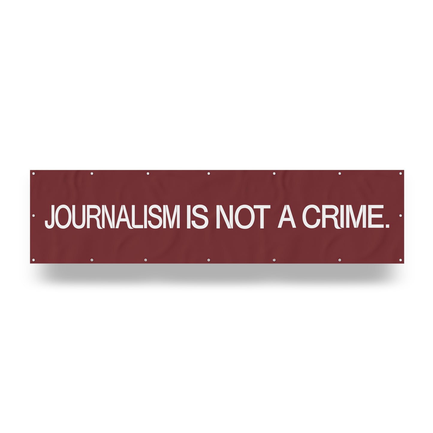 "Journalism is Not a Crime." — Quorum vinyl banner