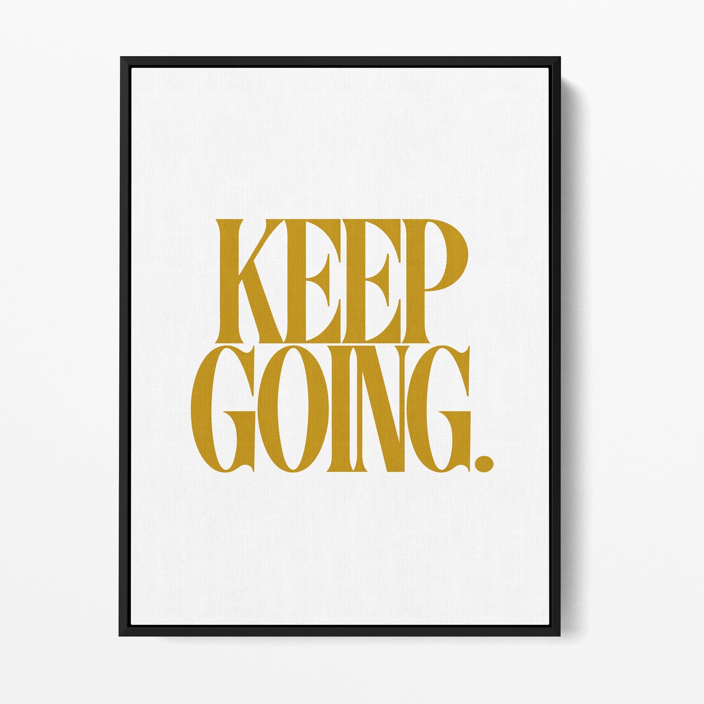 Keep Going — Quorum framed gallery canvas in black hardwood floater frame, portrait orientation