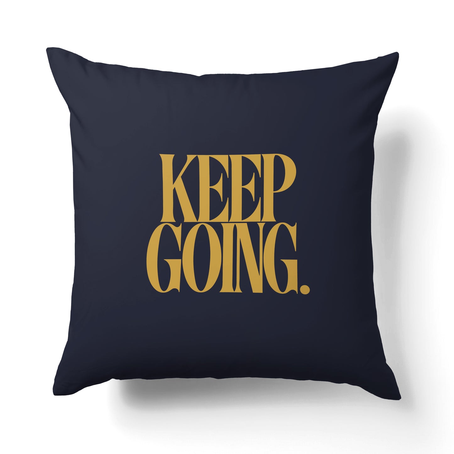 "Keep going." — Quorum Pillow on Honest Gold canvas