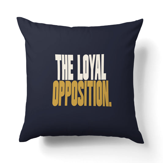 "Loyal opposition." — Quorum Pillow on Honest Gold canvas
