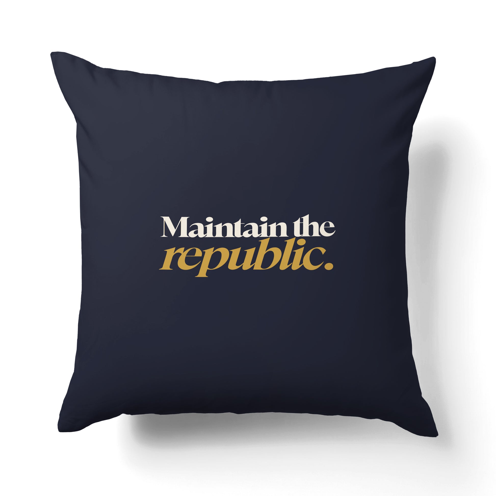 "Maintain the republic." — Quorum Pillow on Honest Gold canvas