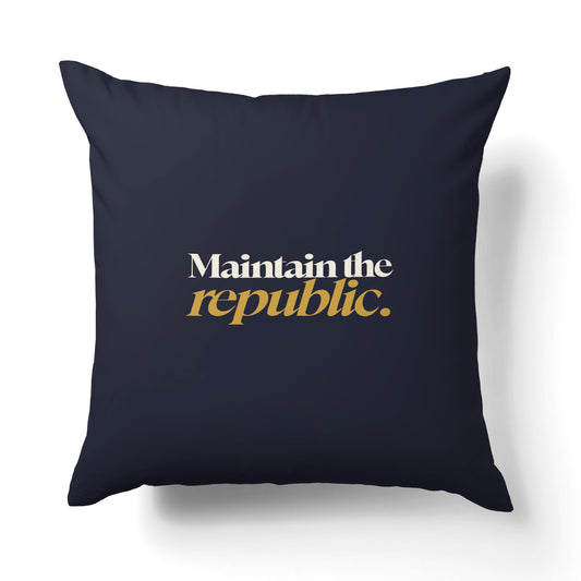 "Maintain the republic." — Quorum Pillow on Honest Gold canvas