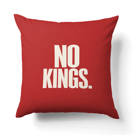 "No kings." — Quorum Pillow on Capitol Blue canvas