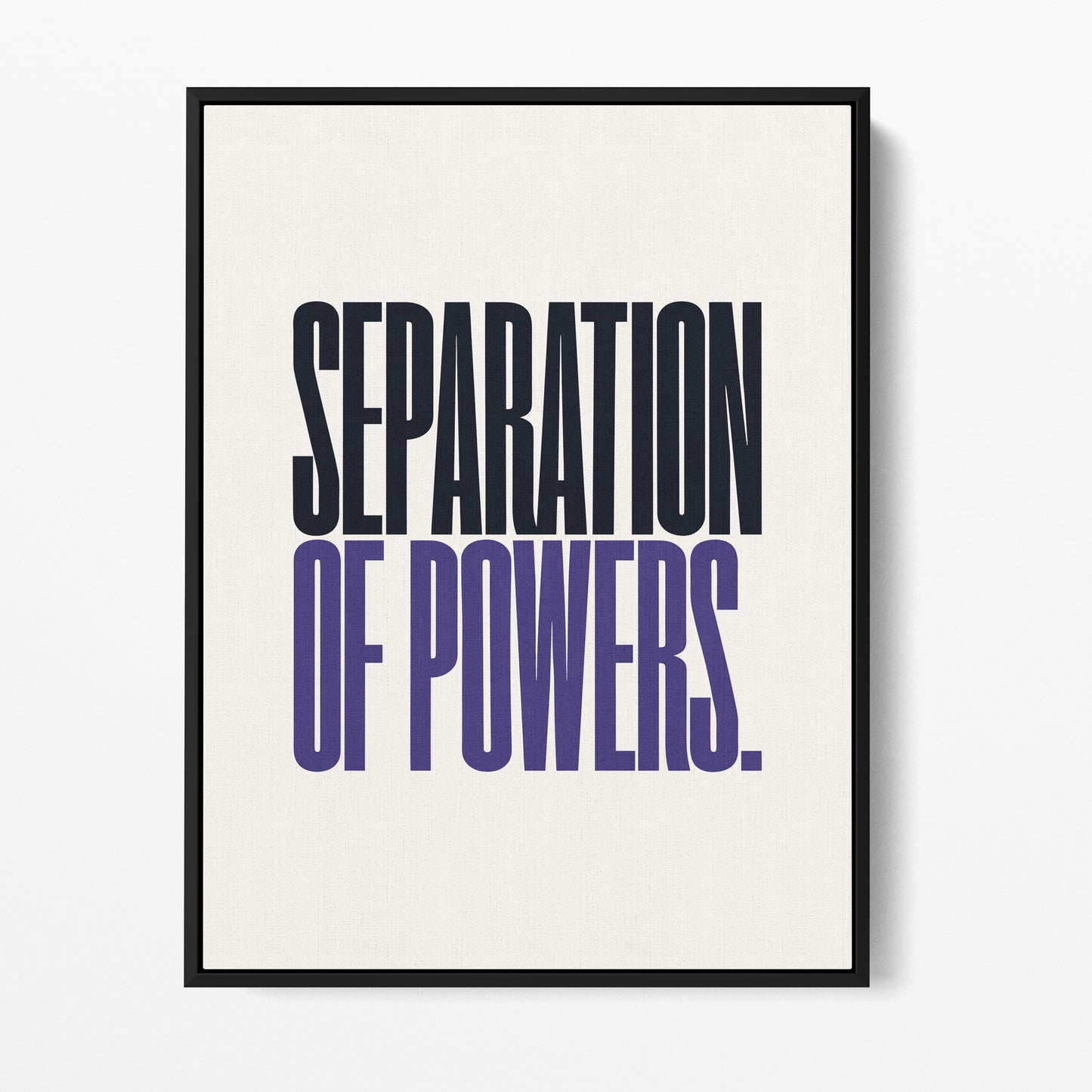 Separation of Powers — Quorum framed gallery canvas in black hardwood floater frame, portrait orientation