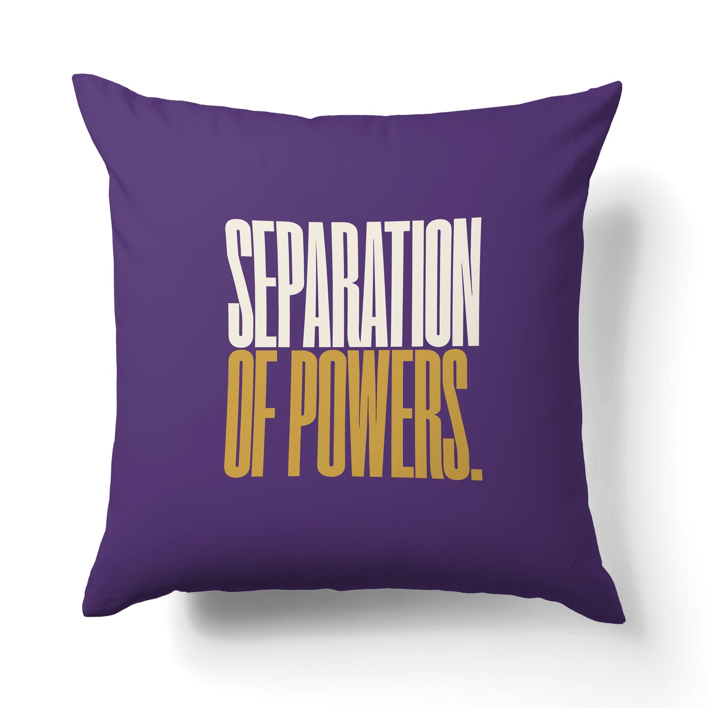 "Separation of powers." — Quorum Pillow on Courts Purple canvas